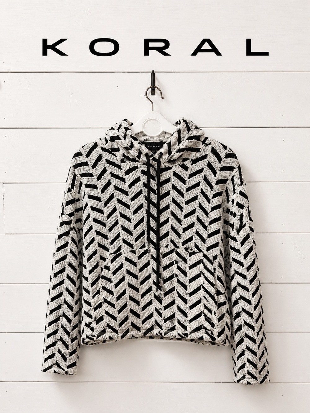 KORAL Chevron Knit Hoodie Size M